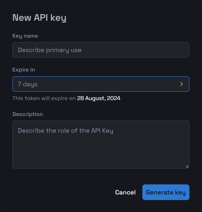 Generate API Key